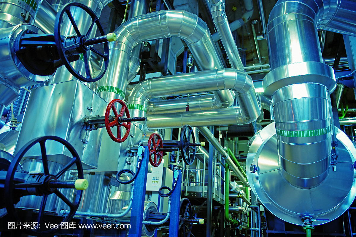 工業園區、鋼鐵管道、閥門、電纜